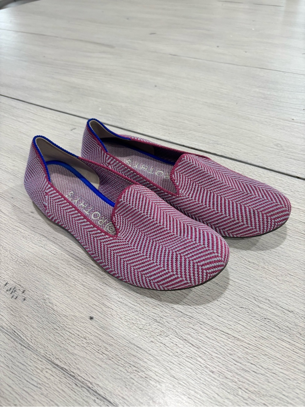 ROTHY’S Women’s Purple Blue AMETHEST HERRINGBONE Metallic Loafers Washable Sz 8.